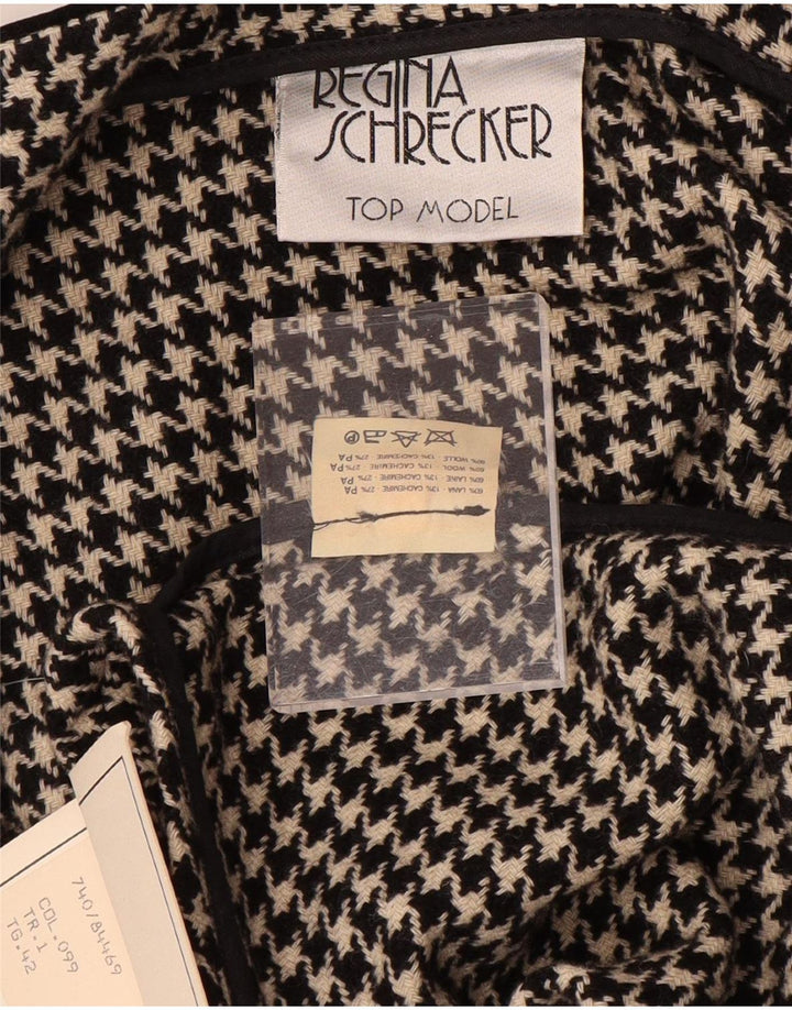 Casaco Poncho Feminino Regina Schrecker IT 42 Lã Houndstooth Médio Preto