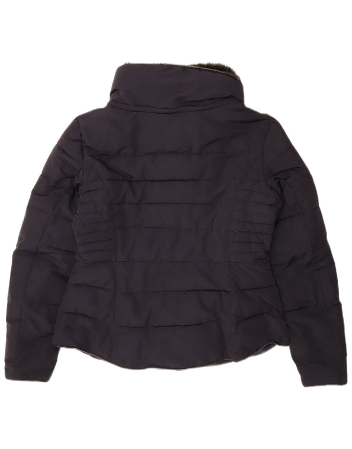 Jaqueta acolchoada feminina Zara UK 16 grande azul marinho