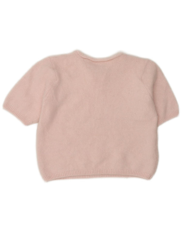 Suéter feminino Marks & Spencer de manga curta com gola redonda UK 10 Small Pi