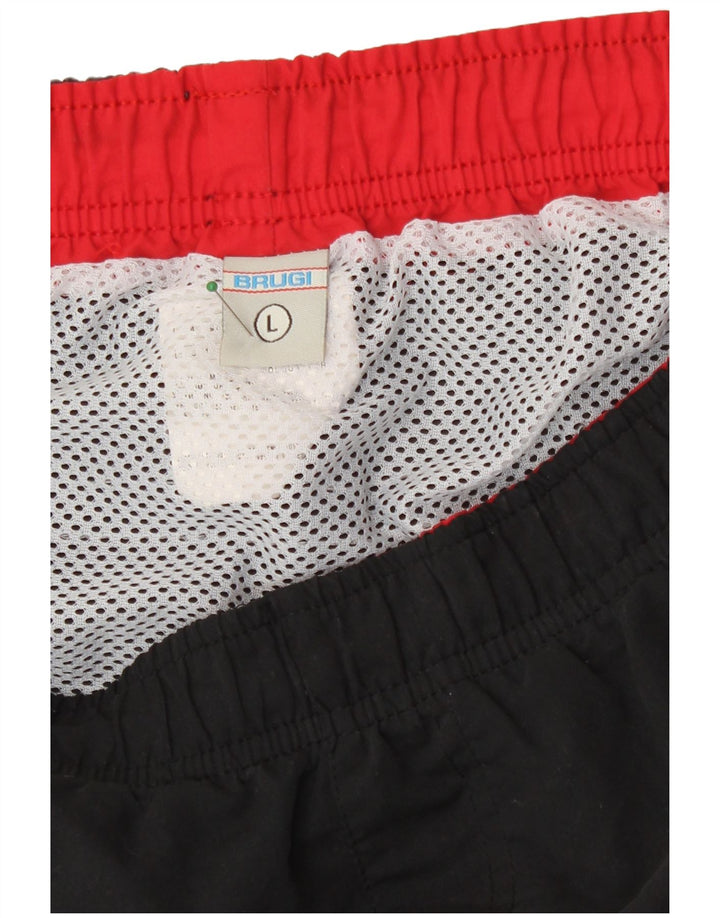 Shorts de natação masculino Brugi grande poliéster listrado preto
