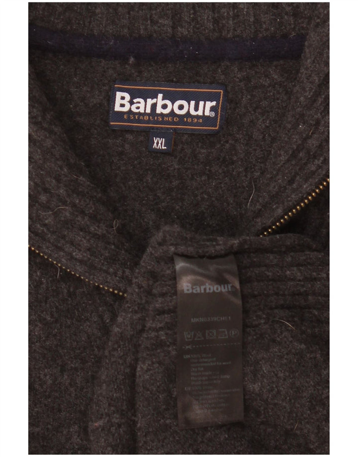 Suéter feminino Barbour com zíper e pescoço UK 20 2XL lã cinza
