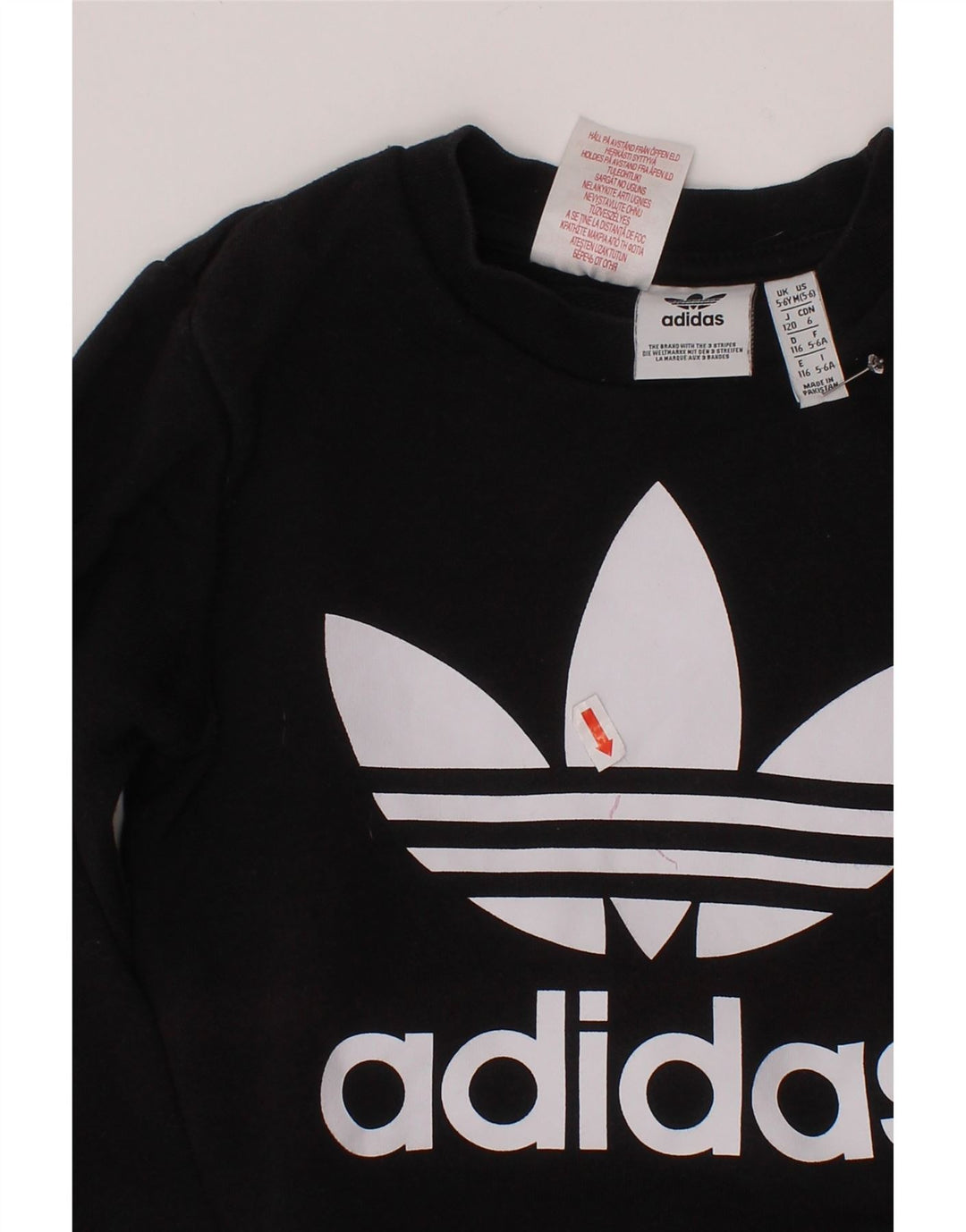 ADIDAS Meninos Graphic Sweatshirt Jumper 5-6 Anos Preto Algodão
