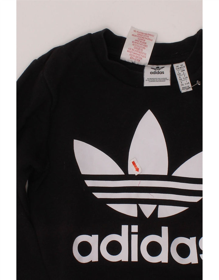 ADIDAS Meninos Graphic Sweatshirt Jumper 5-6 Anos Preto Algodão