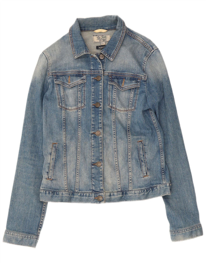 Jaqueta jeans feminina Fat Face Reino Unido 10 algodão azul pequeno