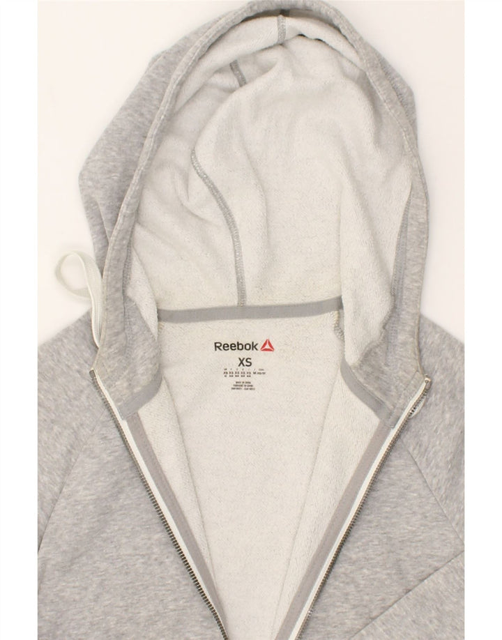 REEBOK Womens Zip Hoodie Sweater UK 6 XS Grey | Vintage Reebok | Thrift | Second-Hand Reebok | Used Clothing | Messina Hembry 