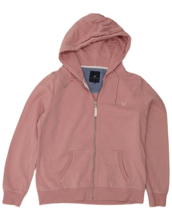 Suéter feminino com capuz e zíper regular da Crew Clothing UK 12 rosa médio