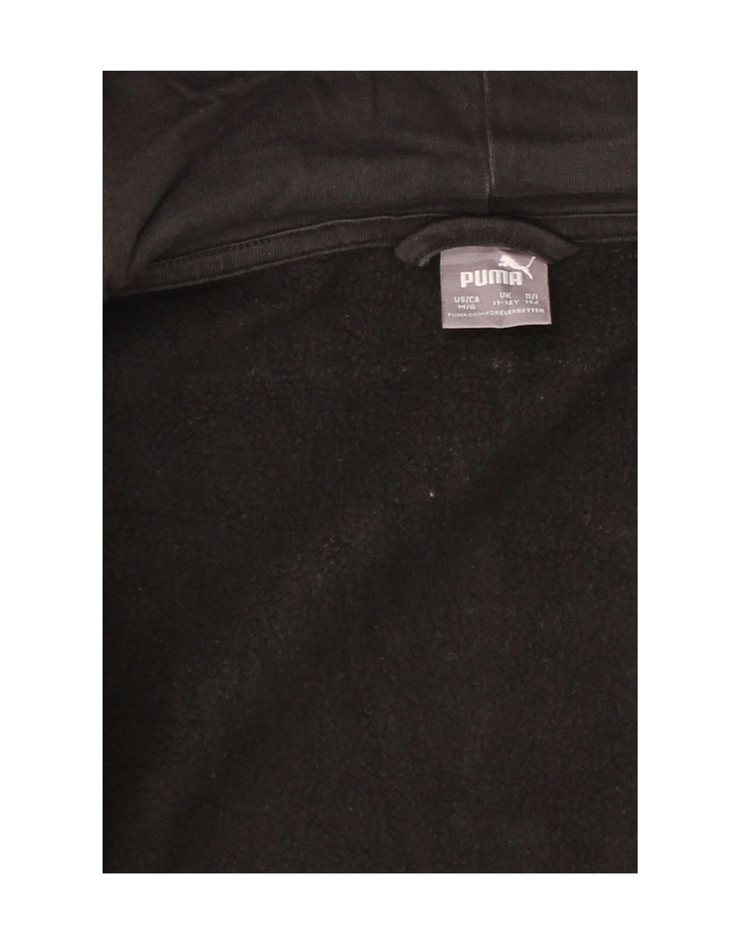 PUMA Boys Zip Hoodie Sweater 11-12 Years Black Colourblock Cotton Vintage Puma and Second-Hand Puma from Messina Hembry 