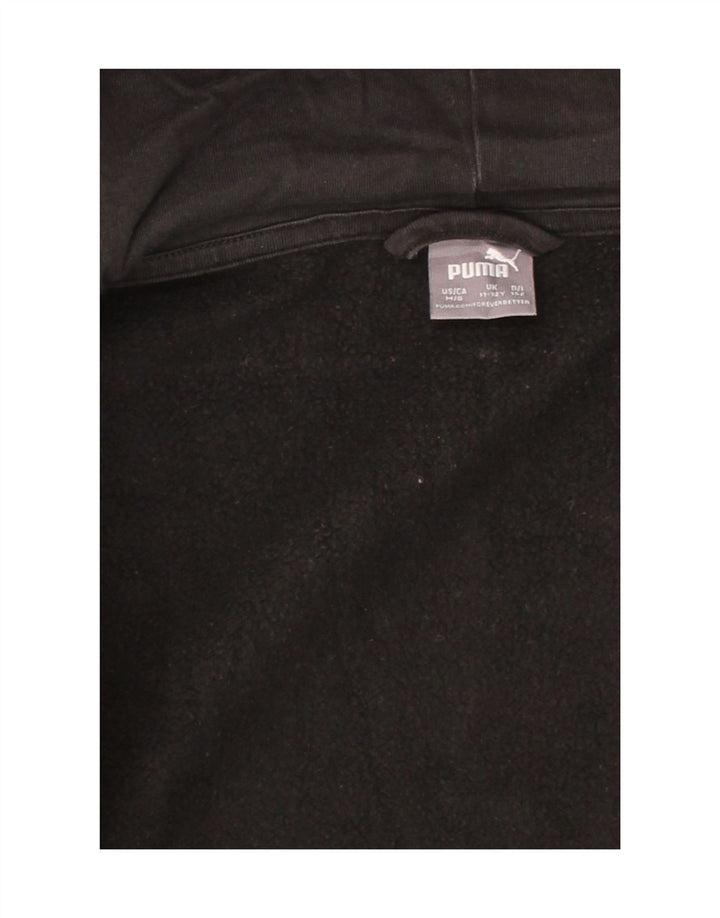 PUMA Boys Zip Hoodie Sweater 11-12 Years Black Colourblock Cotton Vintage Puma and Second-Hand Puma from Messina Hembry 