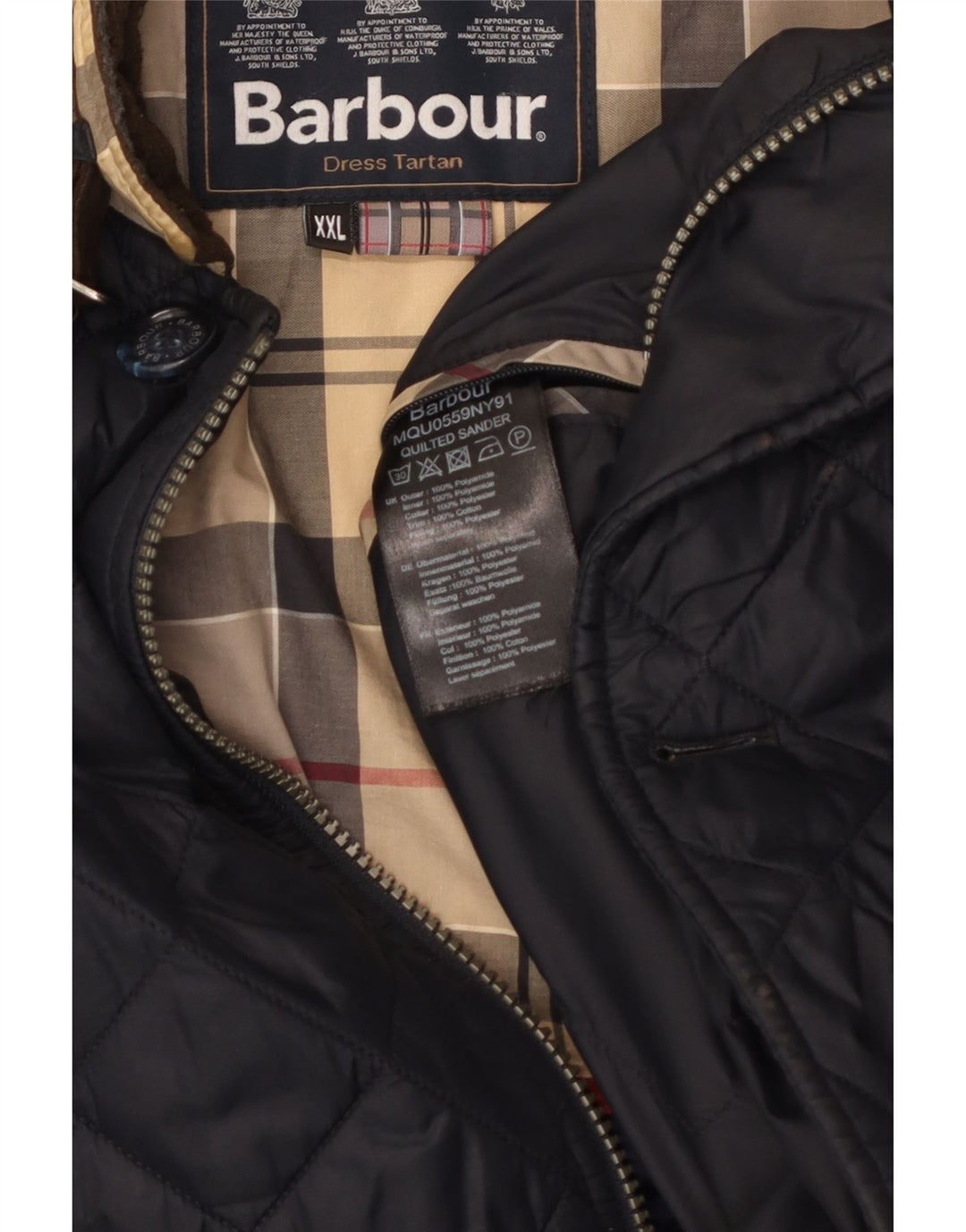 Jaqueta acolchoada masculina Barbour UK 44 2XL azul marinho poliamida