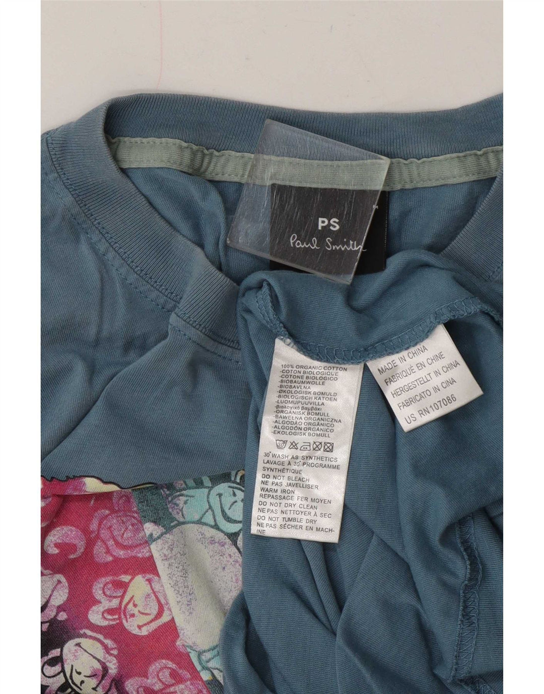 Camiseta masculina Paul Smith com estampa gráfica de algodão azul médio