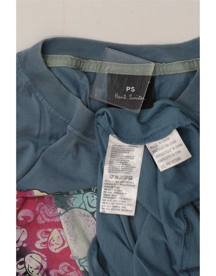 Camiseta masculina Paul Smith com estampa gráfica de algodão azul médio