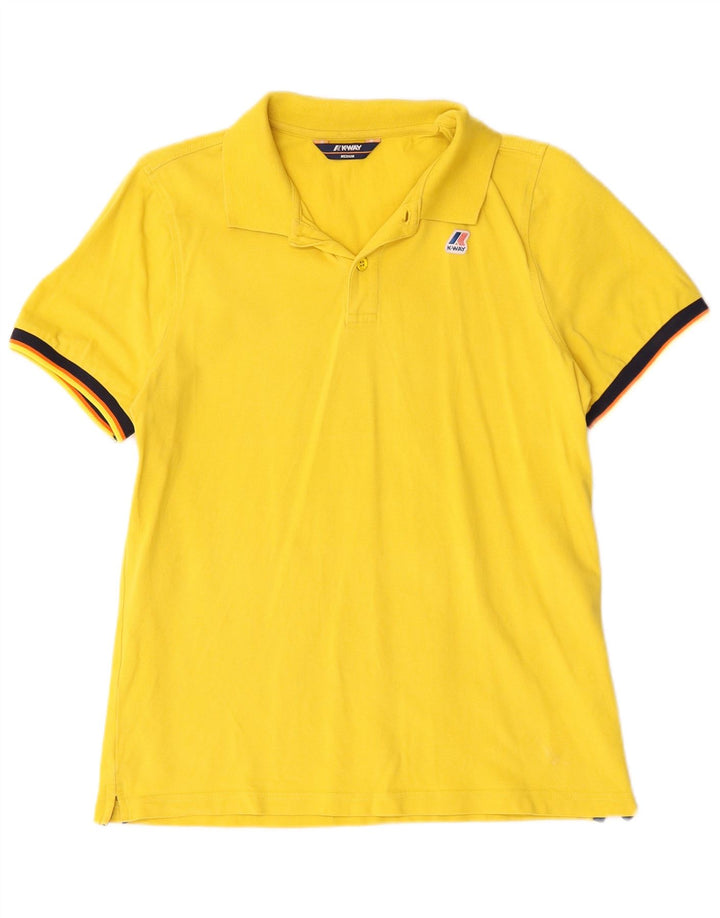 Camisa polo masculina K-Way algodão listrado amarelo médio