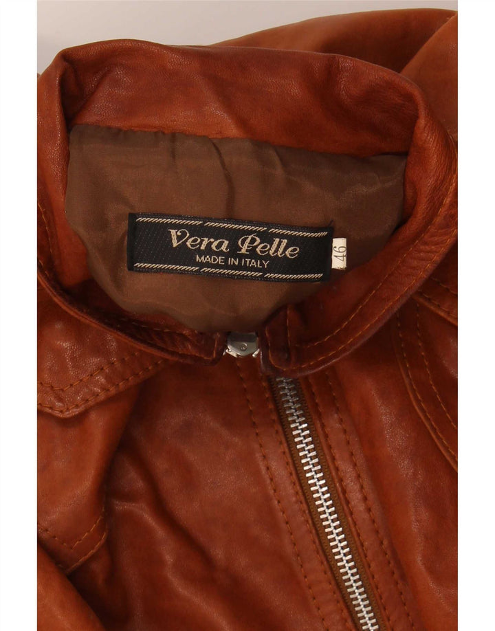 Jaqueta de couro feminina vintage IT 46 grande couro marrom