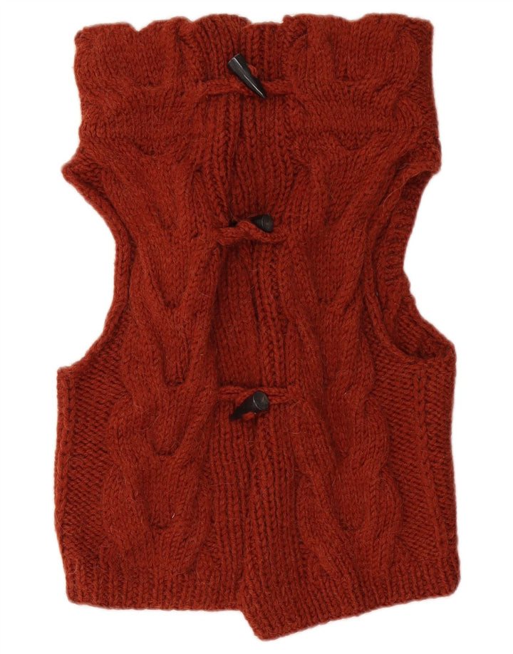 Suéter cardigã feminino sem mangas VINTAGE Reino Unido 12 marrom médio