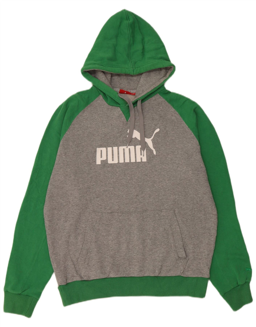 Puma masculino gráfico moletom com capuz cinza médio algodão colorblock