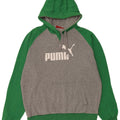 Puma masculino gráfico moletom com capuz cinza médio algodão colorblock