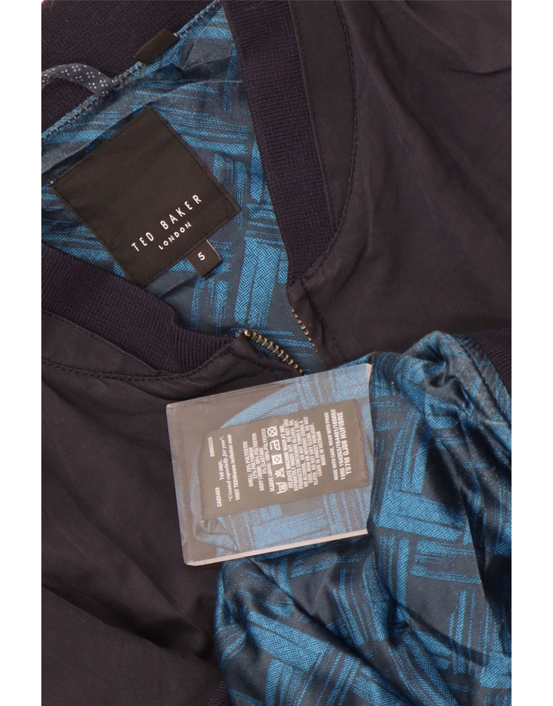 Jaqueta bomber feminina Ted Baker tamanho 5 XL azul marinho poliéster