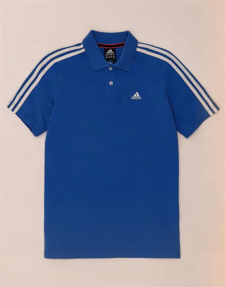 Camisa Polo Masculina Adidas Climalite Pequena Azul Algodão
