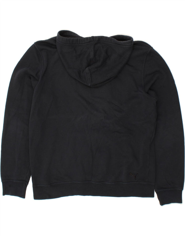 PUMA Mens Graphic Hoodie Jumper Large Navy Blue Cotton Vintage Puma and Second-Hand Puma from Messina Hembry 