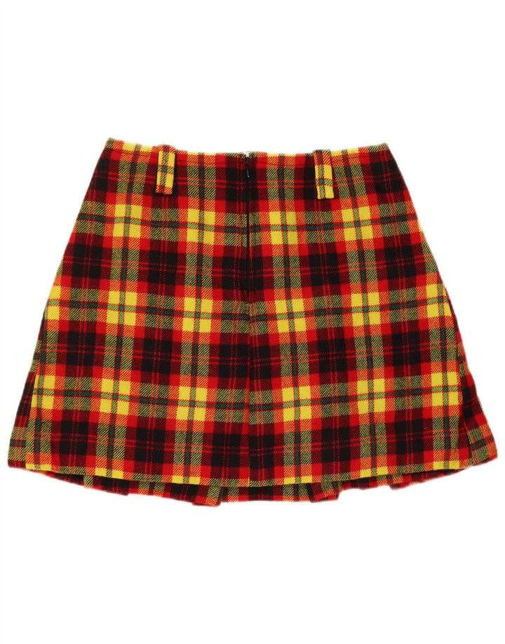 Minissaia feminina vintage W28 xadrez amarelo médio