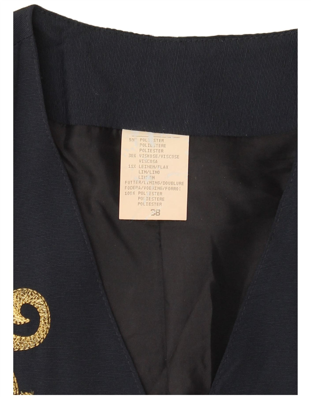 Jaqueta blazer feminina VINTAGE manga curta com 3 botões UE 38 azul marinho médio