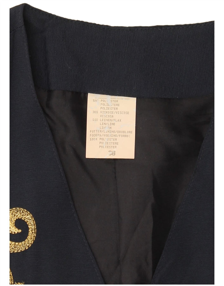 Jaqueta blazer feminina VINTAGE manga curta com 3 botões UE 38 azul marinho médio