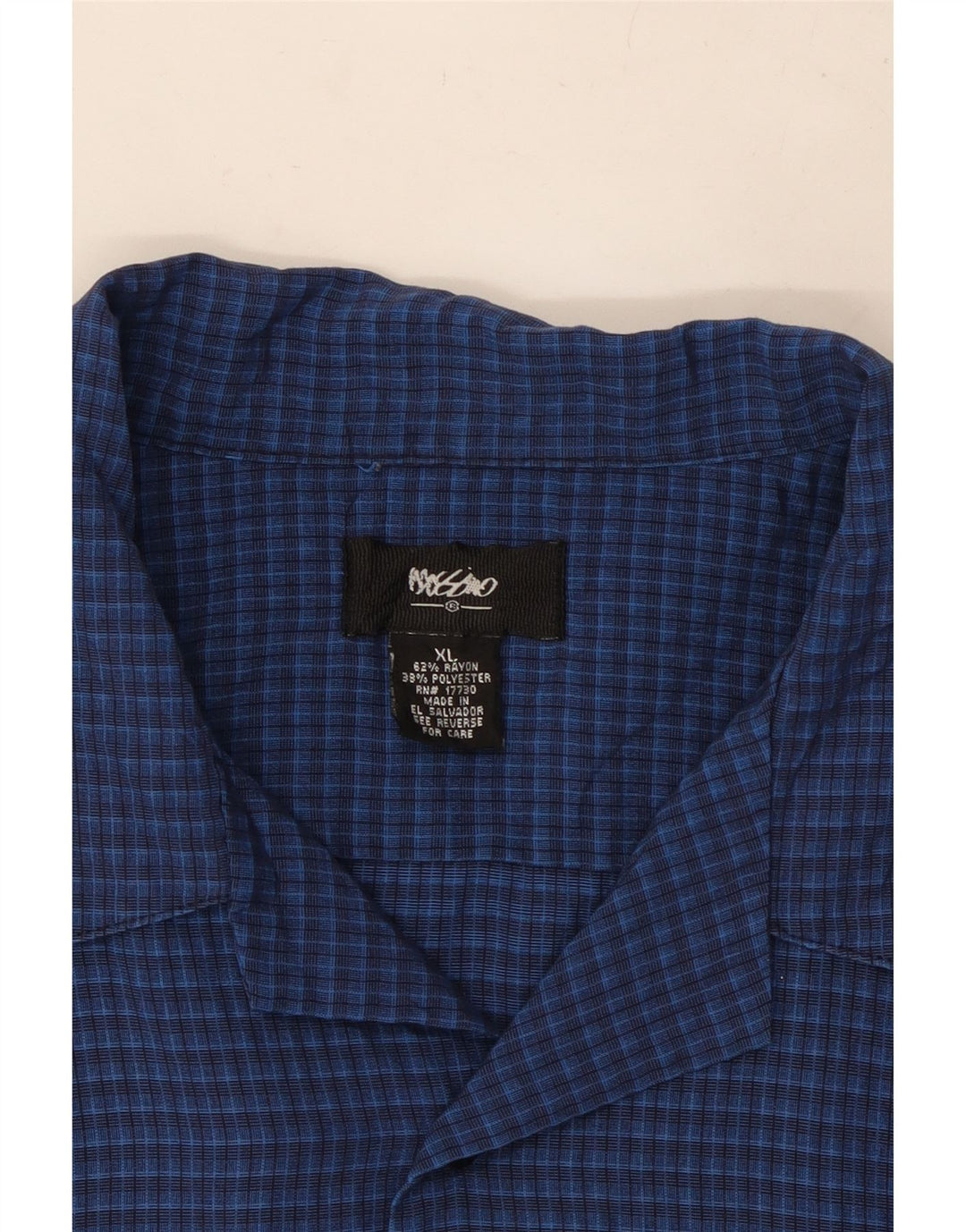 Camisa masculina de manga curta MOSSIMO XL azul Gingham Rayon