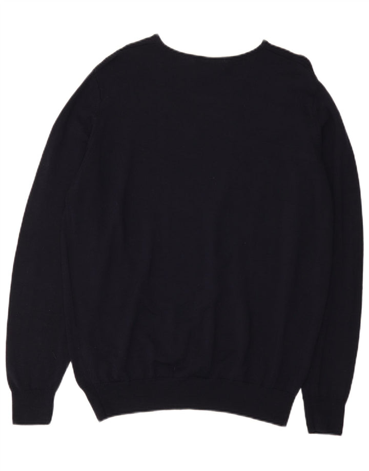 Suéter feminino Marks & Spencer com decote em V Reino Unido 16 grande lã azul marinho
