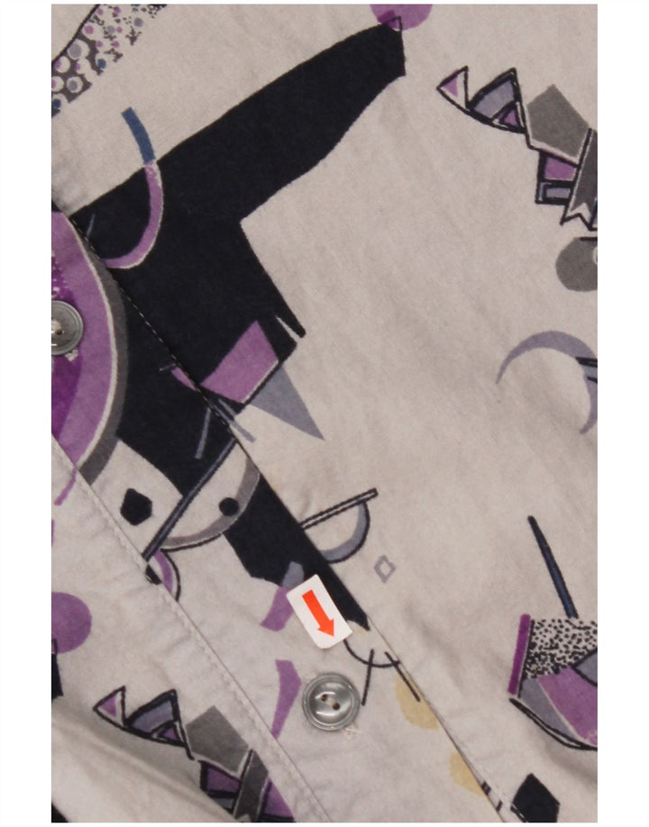 Saia feminina VINTAGE cintura alta evasê W32 grande cinza geométrica