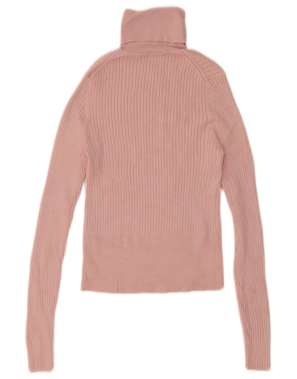 Zara Top feminino com gola redonda e viscose rosa médio UK 12