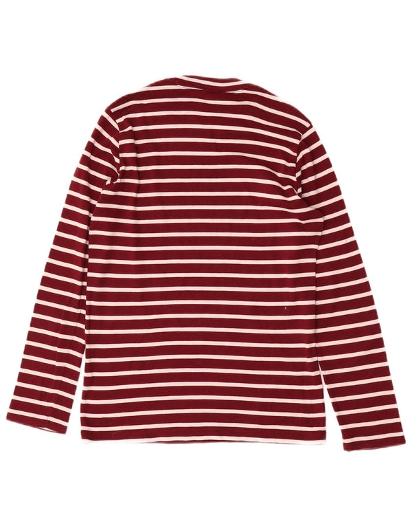 Top Polo Ralph Lauren Feminino Manga Comprida UK 10 Pequeno Listrado Borgonha