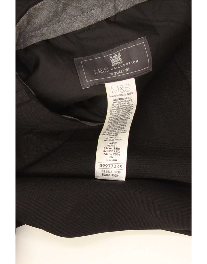 Calça feminina Marks & Spencer de ajuste regular W38 L29 poliéster preto