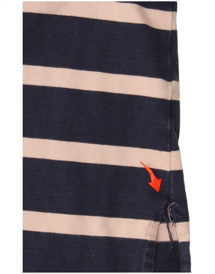 Camisa polo feminina de rugby de manga comprida JOULES Reino Unido 12 médio listrado azul marinho