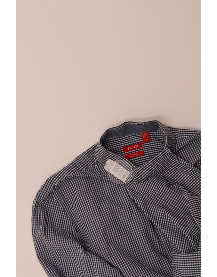 IZOD Mens Slim Fit Shirt Large Blue Gingham Cotton Vintage Izod and Second-Hand Izod from Messina Hembry 