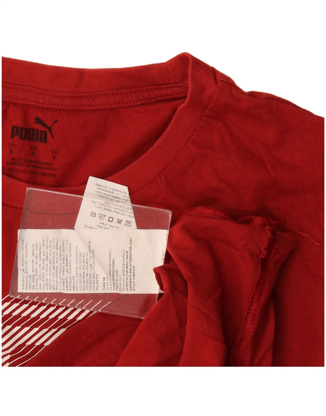 Puma Mens Graphic T-Shirt Top Pequeno Algodão Vermelho