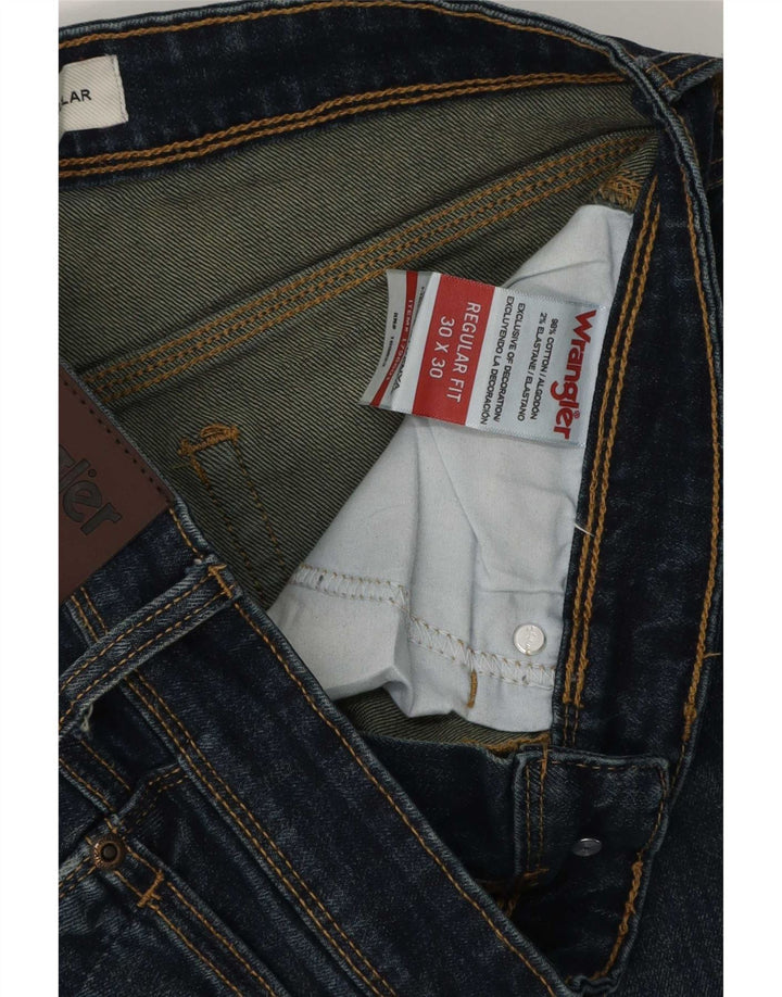 Wrangler Mens Regular Fit Jeans Reta W30 L30 Azul Algodão