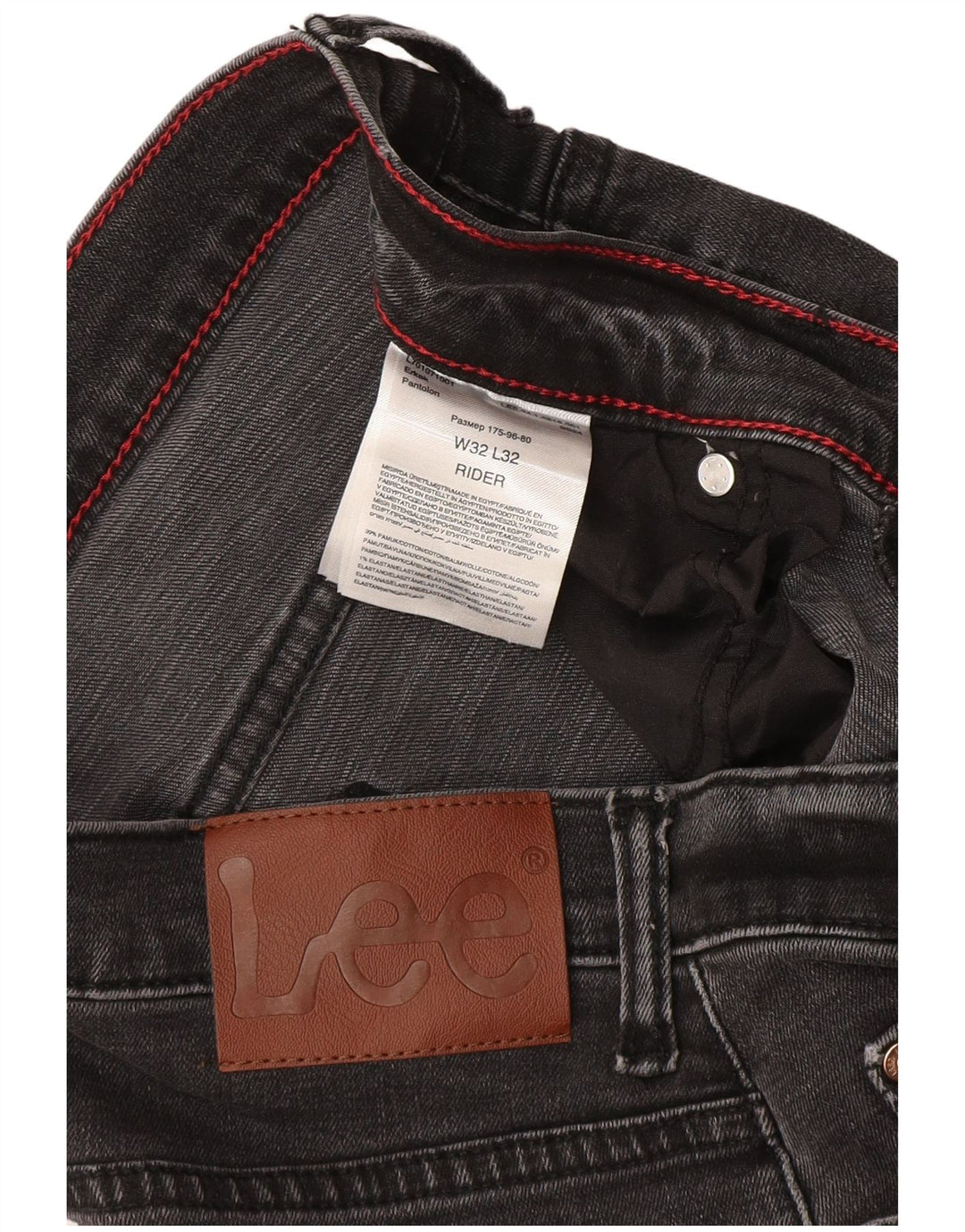 LEE Mens Rider Straight Jeans W32 L32 Cinza Algodão