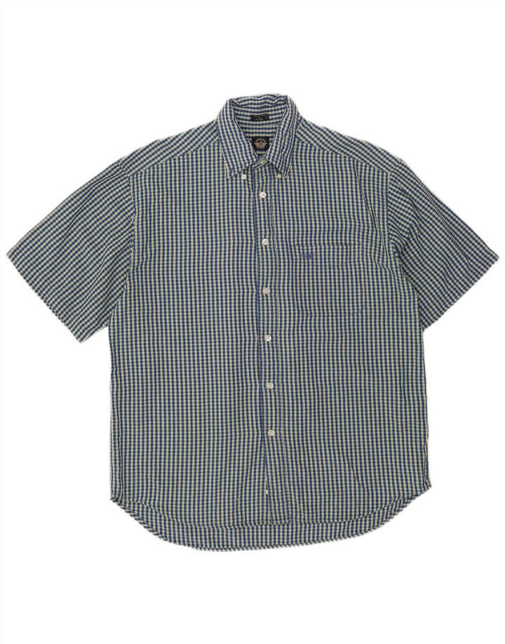 Camisa masculina Dockers de manga curta azul médio algodão guingão