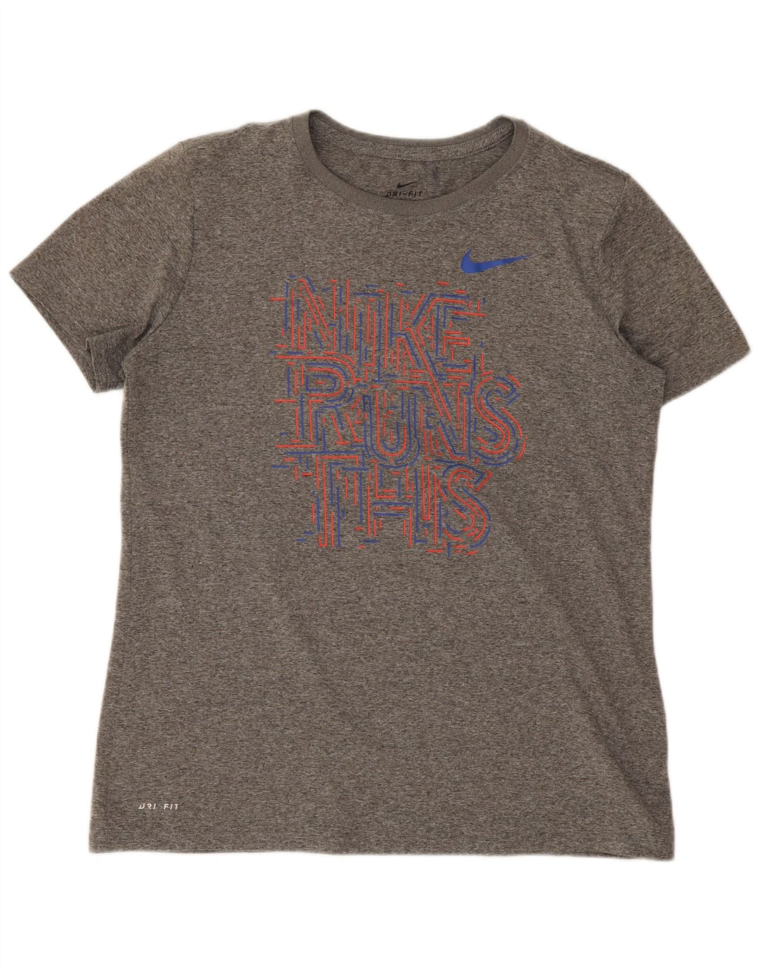 Camiseta Nike Feminina Dri Fit Graphic Top UK 14 Cinza Médio