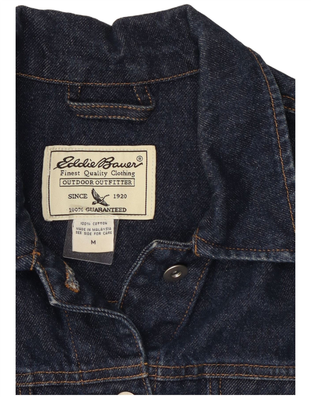 Jaqueta jeans feminina Eddie Bauer Reino Unido 14 algodão azul marinho médio