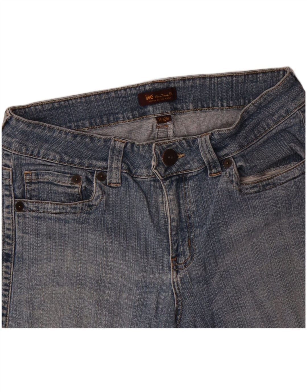 Shorts jeans feminino LEE EUA 11/12 grande W32 algodão azul