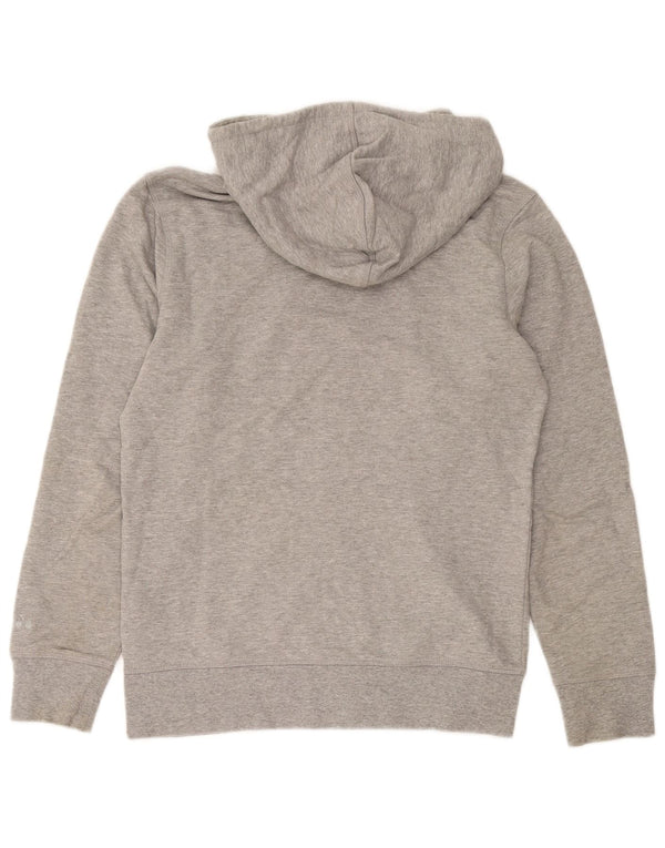 Suéter feminino Diadora com capuz e zíper gráfico UK 16 grande algodão manchado cinza