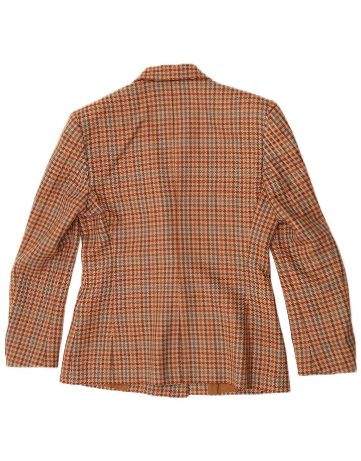 Jaqueta blazer feminina vintage com peito duplo IT 42 Houndstooth marrom médio