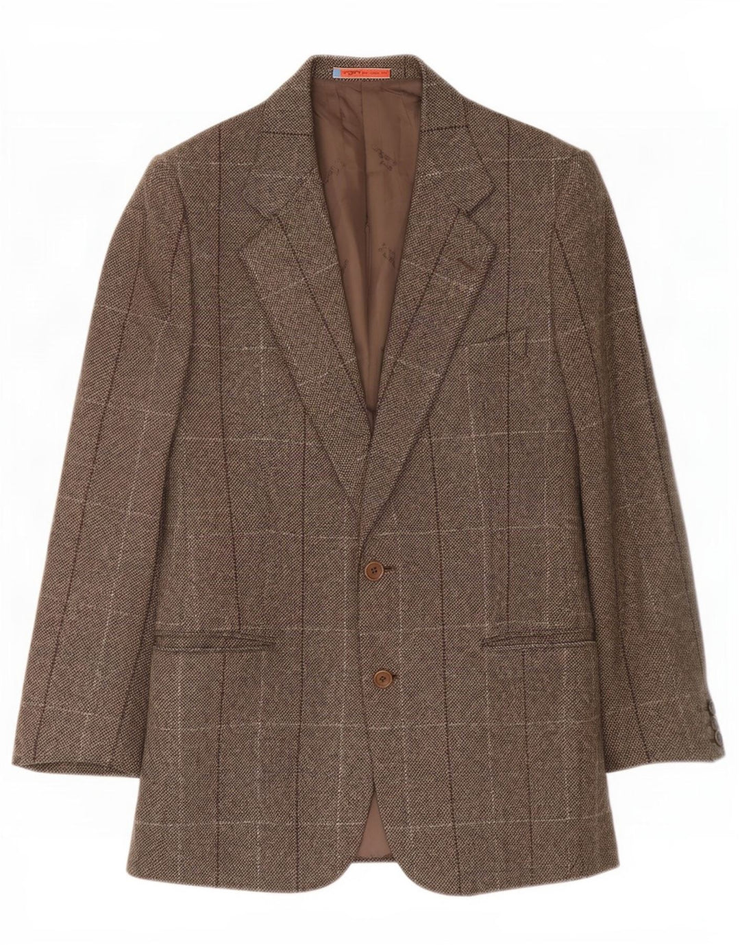 Jaqueta blazer masculina Ungaro com 2 botões IT 48 marrom médio xadrez nova lã