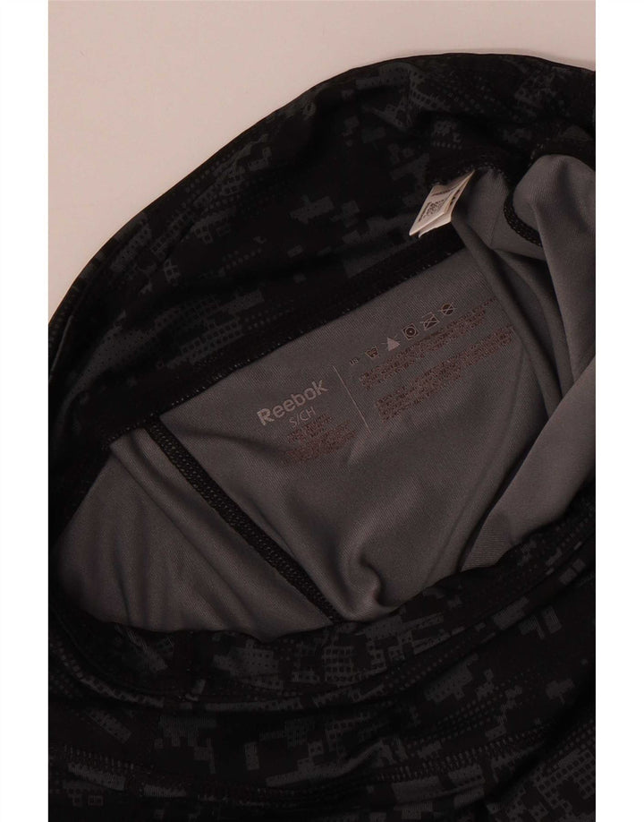 Reebok Womens Capri Leggings UK 8 Pequeno Preto Camuflagem