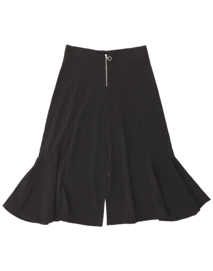Zara Calça Cullotes Capri Feminina Pequena W26 L19 Seda Preta