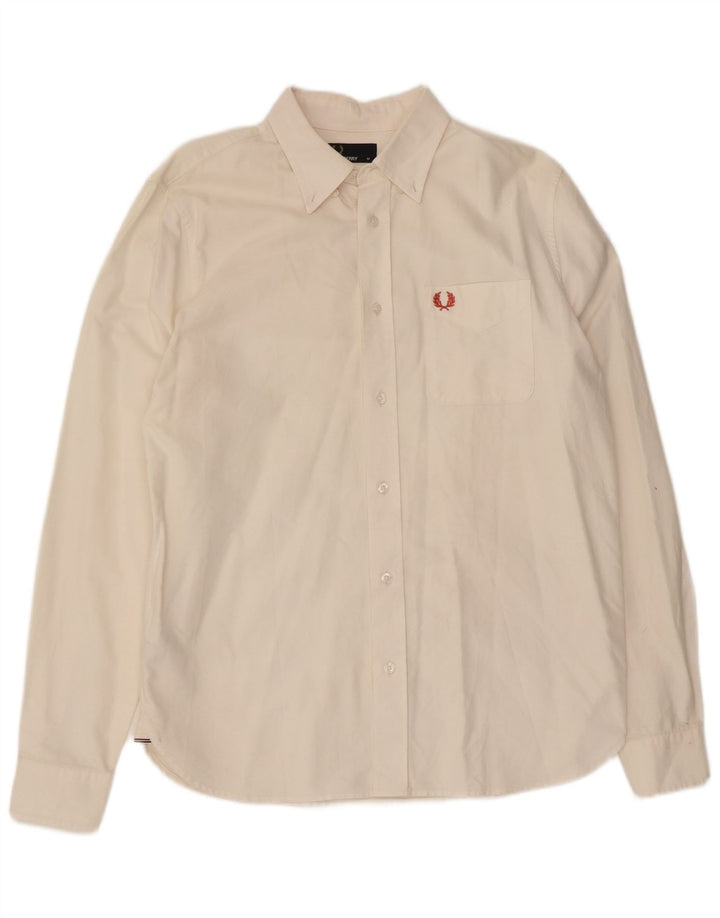 Camisa masculina Fred Perry de algodão branco médio