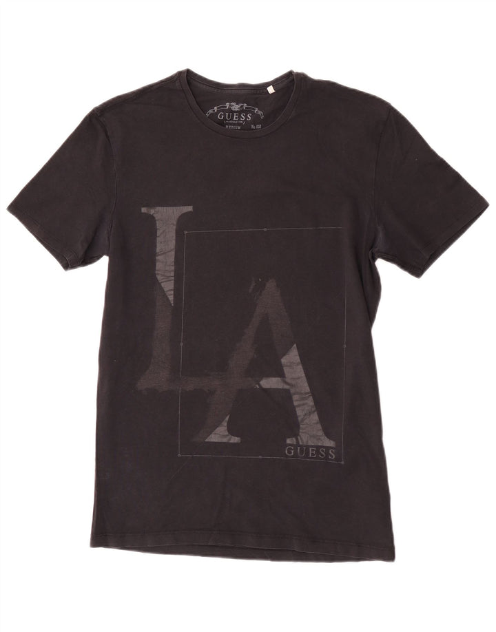 Camiseta feminina Guess com estampa gráfica média de algodão preto
