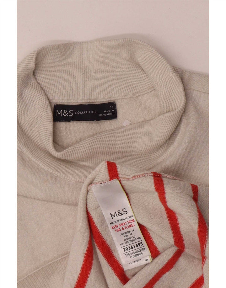 Colete feminino Marks & Spencer UK 14 viscose listrada bege médio
