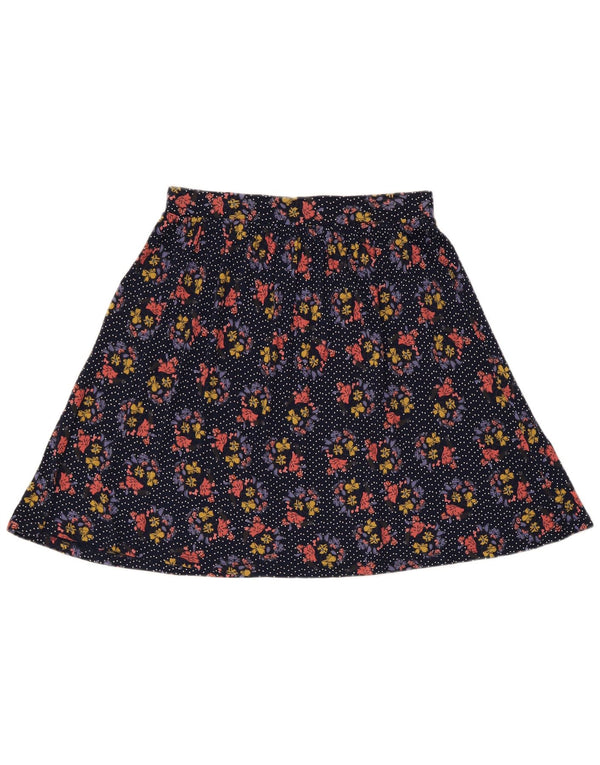 Saia evasê feminina Fat Face Reino Unido 12 médio W30 viscose floral multicolorida
